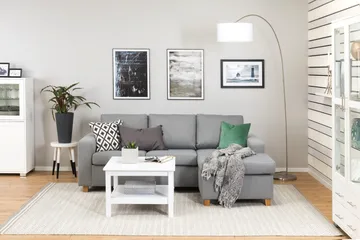 Crazy 3-sits Vändbar L-formad Divansoffa i Tyg - Grå - Products - Möbler - Soffa - Divansoffa & schäslongsoffa - 3 sits soffa med divan
