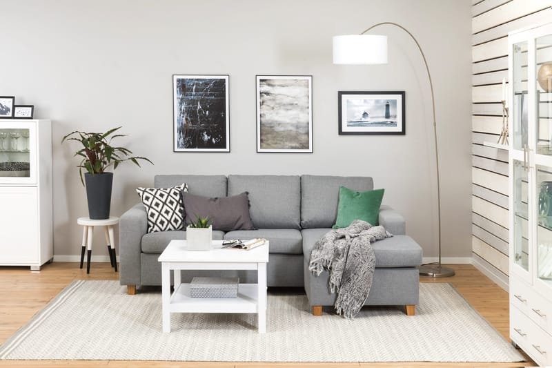 Crazy 3-sits Vändbar L-formad Divansoffa i Tyg - Grå - Products - Möbler - Soffa - Divansoffa & schäslongsoffa - 3 sits soffa med divan