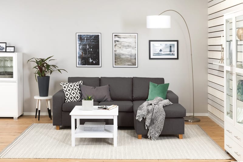 Crazy 3-sits Vändbar L-formad Divansoffa i Tyg - Mörkgrå - Products - Möbler - Soffa - Divansoffa & schäslongsoffa - 3 sits soffa med divan