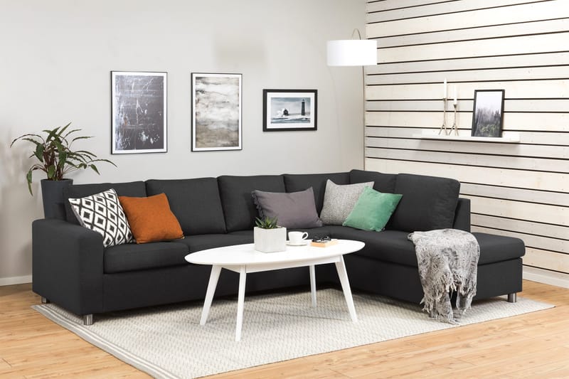 Crazy 4-sits Högervänd L-formad Schäslongsoffa i Tyg - Antracit - Products - Möbler - Soffa - Divansoffa & schäslongsoffa - 3 sits soffa med divan
