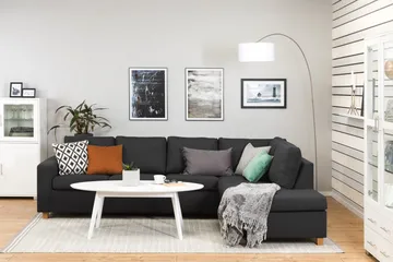 Crazy 4-sits Högervänd L-formad Schäslongsoffa i Tyg - Antracit - Products - Möbler - Soffa - Divansoffa & schäslongsoffa - 3 sits soffa med divan