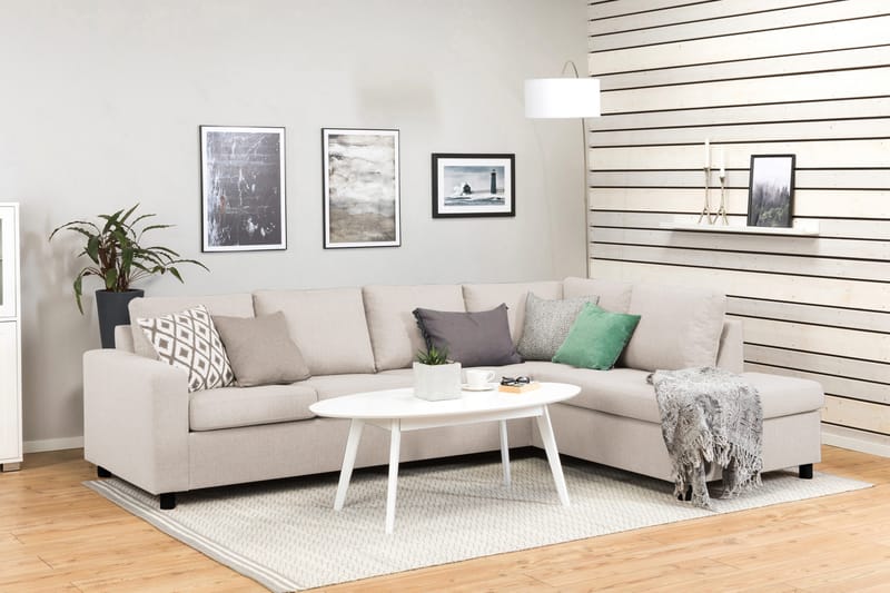 Crazy 4-sits Högervänd L-formad Schäslongsoffa i Tyg - Beige - Products - Möbler - Soffa - Divansoffa & schäslongsoffa - 3 sits soffa med divan