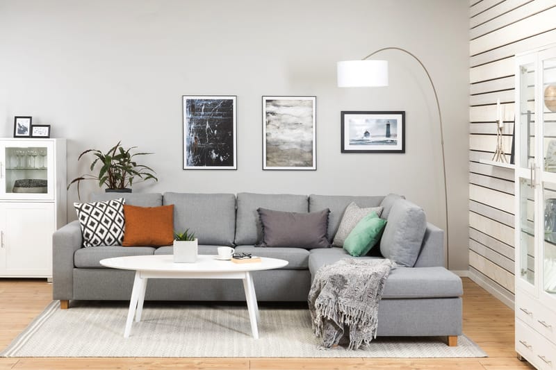 Crazy 4-sits Högervänd L-formad Schäslongsoffa i Tyg - Grå - Products - Möbler - Soffa - Divansoffa & schäslongsoffa - 3 sits soffa med divan