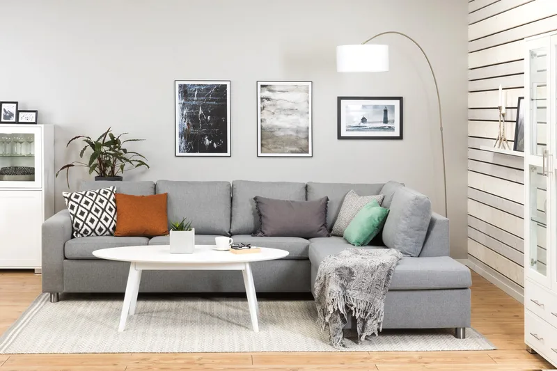 Crazy 4-sits Högervänd L-formad Schäslongsoffa i Tyg - Grå - Products - Möbler - Soffa - Divansoffa & schäslongsoffa - 3 sits soffa med divan