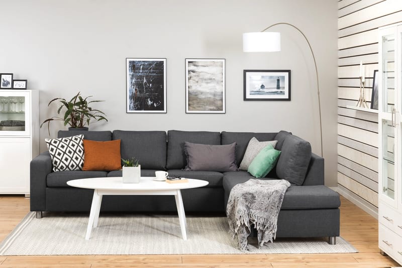 Crazy 4-sits Högervänd L-formad Schäslongsoffa i Tyg - Mörkgrå - Products - Möbler - Soffa - Divansoffa & schäslongsoffa - 3 sits soffa med divan