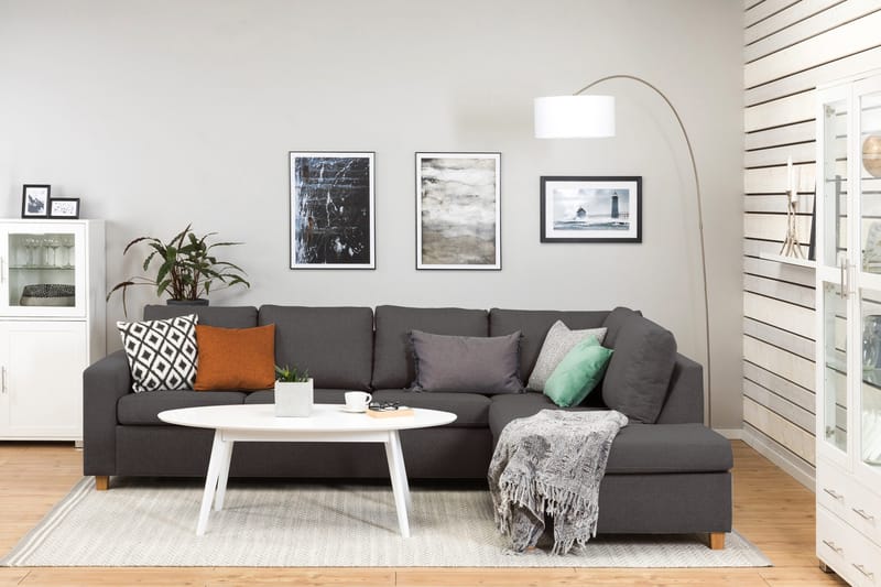 Crazy 4-sits Högervänd L-formad Schäslongsoffa i Tyg - Mörkgrå - Products - Möbler - Soffa - Divansoffa & schäslongsoffa - 3 sits soffa med divan