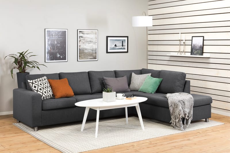 Crazy 4-sits Högervänd L-formad Schäslongsoffa i Tyg - Mörkgrå - Products - Möbler - Soffa - Divansoffa & schäslongsoffa - 3 sits soffa med divan