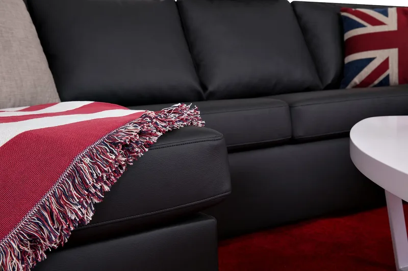 Crazy 4-sits Högervänd U-formad Large Soffa med Divan och Schäslong i Konstläder - Svart - Products - Möbler - Soffa - Divansoffa & schäslongsoffa - 4 sits soffa med divan