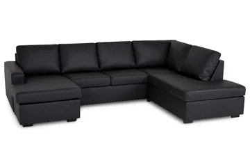 Crazy 4-sits Högervänd U-formad Large Soffa med Divan och Schäslong i Konstläder - Svart - Products - Möbler - Soffa - Divansoffa & schäslongsoffa - 4 sits soffa med divan