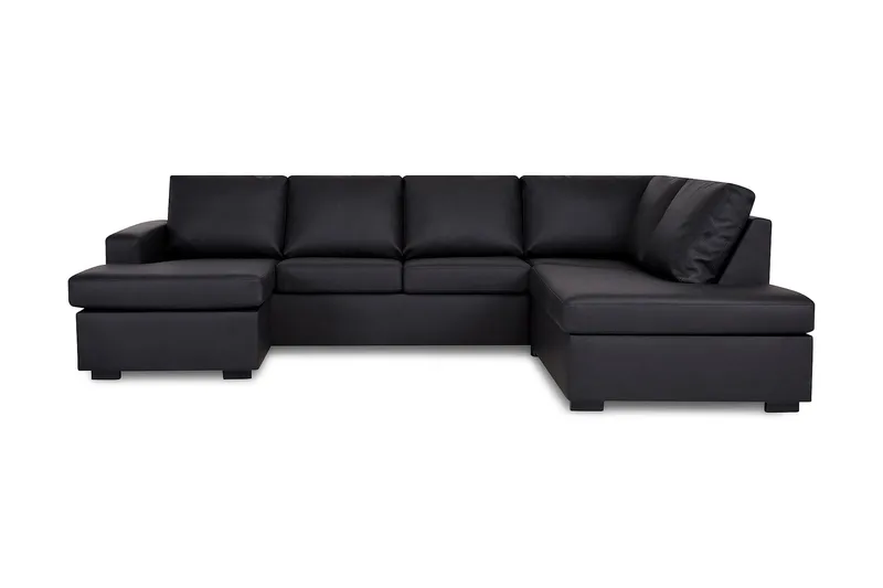 Crazy 4-sits Högervänd U-formad Large Soffa med Divan och Schäslong i Konstläder - Svart - Products - Möbler - Soffa - Divansoffa & schäslongsoffa - 4 sits soffa med divan