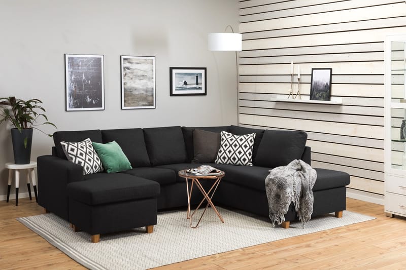 Crazy 4-sits Högervänd U-formad Large Soffa med Divan och Schäslong i Tyg - Antracit - Products - Möbler - Soffa - Divansoffa & schäslongsoffa - 3 sits soffa med divan