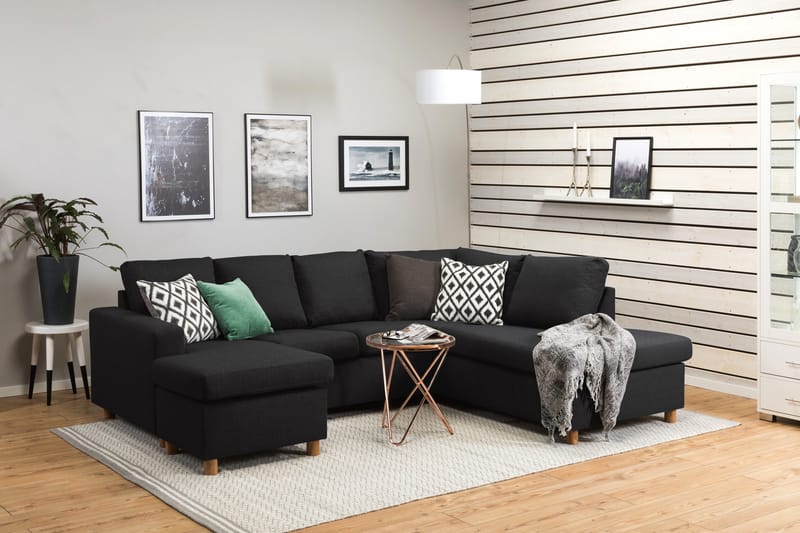 Crazy 4-sits Högervänd U-formad Large Soffa med Divan och Schäslong i Tyg - Antracit - Products - Möbler - Soffa - Divansoffa & schäslongsoffa - 3 sits soffa med divan