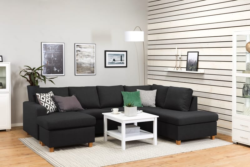 Crazy 4-sits Högervänd U-formad Large Soffa med Divan och Schäslong i Tyg - Antracit - Products - Möbler - Soffa - Divansoffa & schäslongsoffa - 4 sits soffa med divan