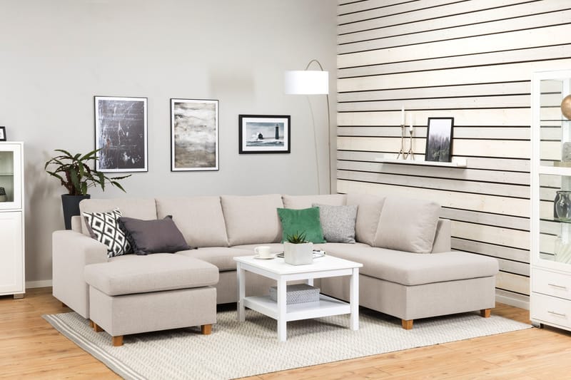 Crazy 4-sits Högervänd U-formad Large Soffa med Divan och Schäslong i Tyg - Beige - Products - Möbler - Soffa - Divansoffa & schäslongsoffa - 4 sits soffa med divan