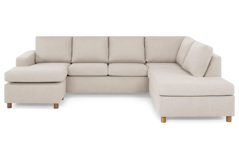 Crazy 4-sits Högervänd U-formad Large Soffa med Divan och Schäslong i Tyg, Beige