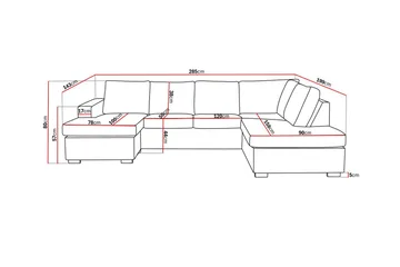 Crazy 4-sits Högervänd U-formad Large Soffa med Divan och Schäslong i Tyg - Mörkgrå - Products - Möbler - Soffa - Divansoffa & schäslongsoffa - 4 sits soffa med divan