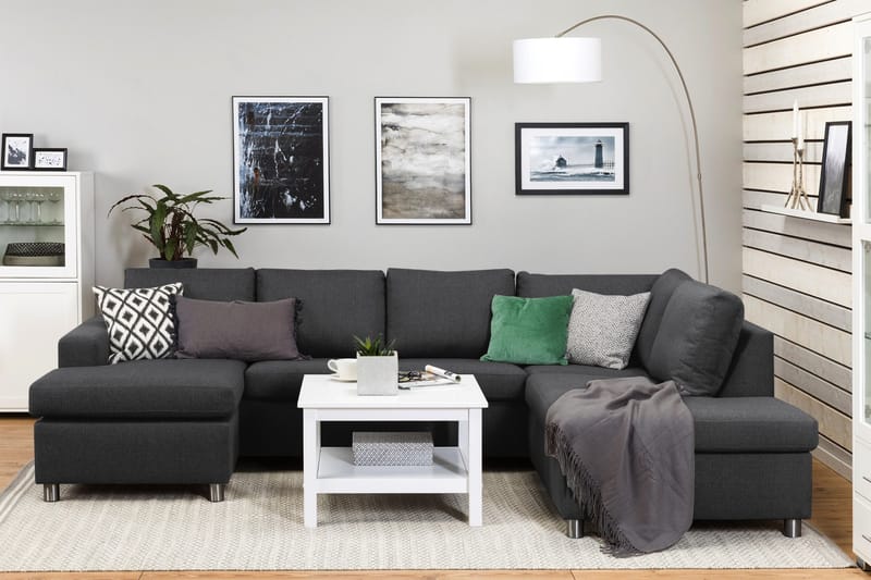 Crazy 4-sits Högervänd U-formad Large Soffa med Divan och Schäslong i Tyg - Mörkgrå - Products - Möbler - Soffa - Divansoffa & schäslongsoffa - 4 sits soffa med divan