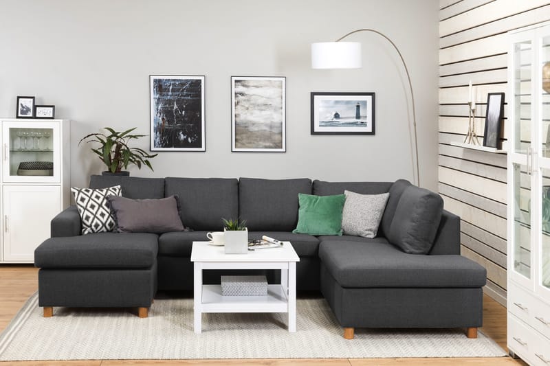 Crazy 4-sits Högervänd U-formad Large Soffa med Divan och Schäslong i Tyg - Mörkgrå - Products - Möbler - Soffa - Divansoffa & schäslongsoffa - 4 sits soffa med divan