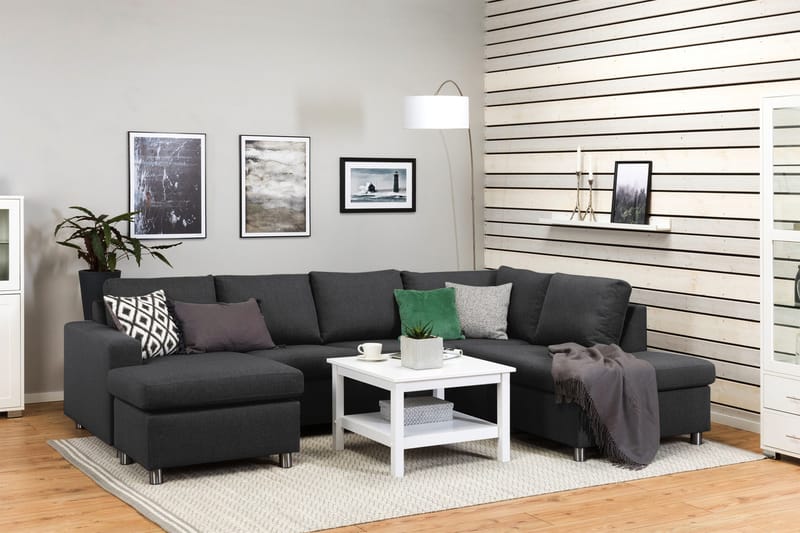 Crazy 4-sits Högervänd U-formad Large Soffa med Divan och Schäslong i Tyg - Mörkgrå - Products - Möbler - Soffa - Divansoffa & schäslongsoffa - 4 sits soffa med divan