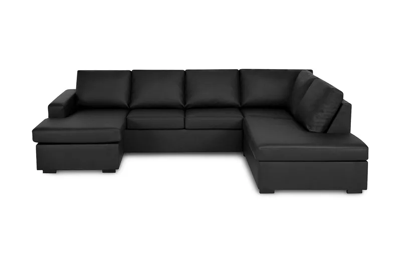 Crazy 4-sits Högervänd U-formad Small Soffa med Divan och Schäslong i Konstläder - Svart - Products - Möbler - Soffa - Divansoffa & schäslongsoffa - 4 sits soffa med divan