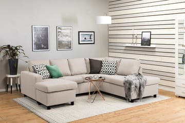 Crazy 4-sits Högervänd U-formad Small Soffa med Divan och Schäslong i Tyg - Beige - Products - Möbler - Soffa - Divansoffa & schäslongsoffa - 4 sits soffa med divan