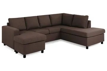Crazy 4-sits Högervänd U-formad Small Soffa med Divan och Schäslong i Tyg - Brun - Products - Möbler - Soffa - Divansoffa & schäslongsoffa - 3 sits soffa med divan
