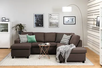 Crazy 4-sits Högervänd U-formad Small Soffa med Divan och Schäslong i Tyg - Brun - Products - Möbler - Soffa - Divansoffa & schäslongsoffa - 3 sits soffa med divan
