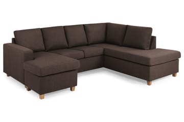 Crazy 4-sits Högervänd U-formad Small Soffa med Divan och Schäslong i Tyg - Brun - Products - Möbler - Soffa - Divansoffa & schäslongsoffa - 3 sits soffa med divan