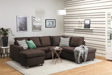 Crazy 4-sits Högervänd U-formad Small Soffa med Divan och Schäslong i Tyg - Brun - Products - Möbler - Soffa - Divansoffa & schäslongsoffa - 3 sits soffa med divan
