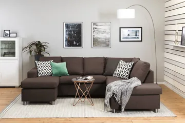 Crazy 4-sits Högervänd U-formad Small Soffa med Divan och Schäslong i Tyg - Brun - Products - Möbler - Soffa - Divansoffa & schäslongsoffa - 3 sits soffa med divan
