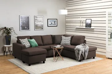 Crazy 4-sits Högervänd U-formad Small Soffa med Divan och Schäslong i Tyg - Brun - Products - Möbler - Soffa - Divansoffa & schäslongsoffa - 3 sits soffa med divan