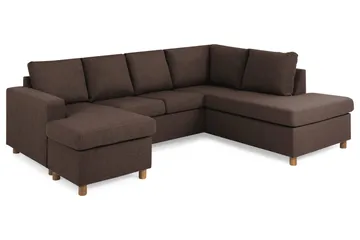 Crazy 4-sits Högervänd U-formad Small Soffa med Divan och Schäslong i Tyg - Brun - Products - Möbler - Soffa - Divansoffa & schäslongsoffa - 3 sits soffa med divan