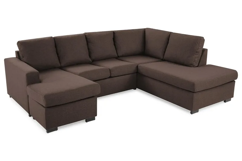 Crazy 4-sits Högervänd U-formad Small Soffa med Divan och Schäslong i Tyg - Brun - Products - Möbler - Soffa - Divansoffa & schäslongsoffa - 3 sits soffa med divan