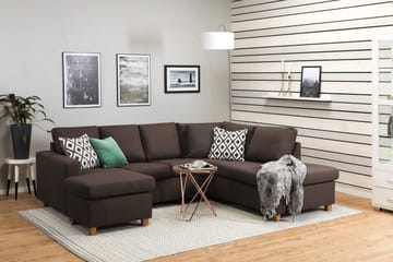 Crazy 4-sits Högervänd U-formad Small Soffa med Divan och Schäslong i Tyg - Brun - Products - Möbler - Soffa - Divansoffa & schäslongsoffa - 3 sits soffa med divan