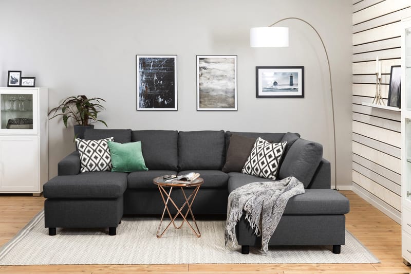 Crazy 4-sits Högervänd U-formad Small Soffa med Divan och Schäslong i Tyg - Mörkgrå - Products - Möbler - Soffa - Divansoffa & schäslongsoffa - 3 sits soffa med divan