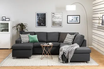 Crazy 4-sits Högervänd U-formad Small Soffa med Divan och Schäslong i Tyg - Mörkgrå - Products - Möbler - Soffa - Divansoffa & schäslongsoffa - 3 sits soffa med divan