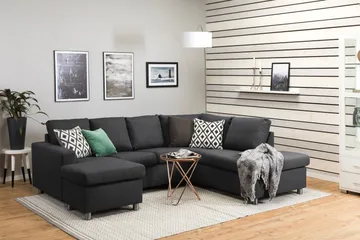 Crazy 4-sits Högervänd U-formad Small Soffa med Divan och Schäslong i Tyg - Mörkgrå - Products - Möbler - Soffa - Divansoffa & schäslongsoffa - 3 sits soffa med divan