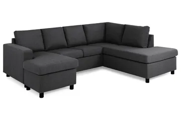 Crazy 4-sits Högervänd U-formad Small Soffa med Divan och Schäslong i Tyg - Mörkgrå - Products - Möbler - Soffa - Divansoffa & schäslongsoffa - 3 sits soffa med divan