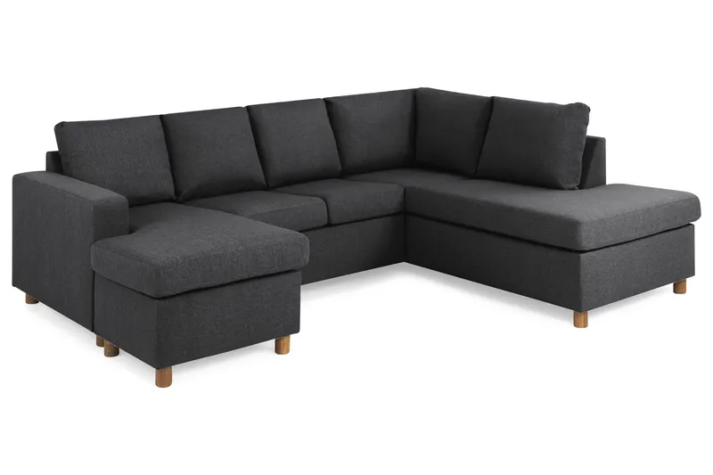 Crazy 4-sits Högervänd U-formad Small Soffa med Divan och Schäslong i Tyg - Mörkgrå - Products - Möbler - Soffa - Divansoffa & schäslongsoffa - 3 sits soffa med divan