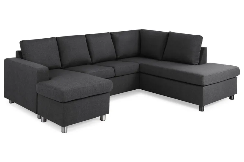 Crazy 4-sits Högervänd U-formad Small Soffa med Divan och Schäslong i Tyg - Mörkgrå - Products - Möbler - Soffa - Divansoffa & schäslongsoffa - 3 sits soffa med divan