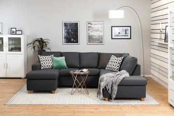 Crazy 4-sits Högervänd U-formad Small Soffa med Divan och Schäslong i Tyg - Mörkgrå - Products - Möbler - Soffa - Divansoffa & schäslongsoffa - 3 sits soffa med divan