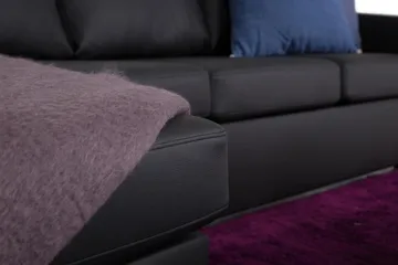 Crazy 4-sits Vändbar L-formad Divansoffa i Konstläder - Svart - Products - Möbler - Soffa - Divansoffa & schäslongsoffa - 4 sits soffa med divan
