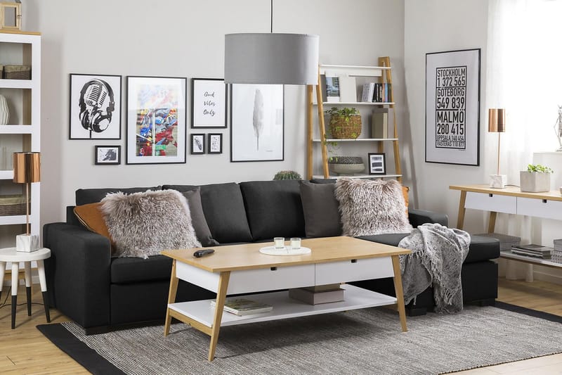 Crazy 4-sits Vändbar L-formad Divansoffa i Tyg - Antracit - Products - Möbler - Soffa - Divansoffa & schäslongsoffa - 4 sits soffa med divan