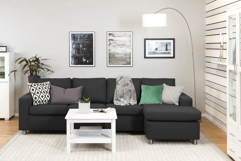 Crazy 4-sits Vändbar L-formad Divansoffa i Tyg - Antracit - Products - Möbler - Soffa - Divansoffa & schäslongsoffa - 4 sits soffa med divan