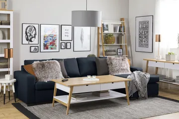 Crazy 4-sits Vändbar L-formad Divansoffa i Tyg - Blå - Products - Möbler - Soffa - Divansoffa & schäslongsoffa - 4 sits soffa med divan