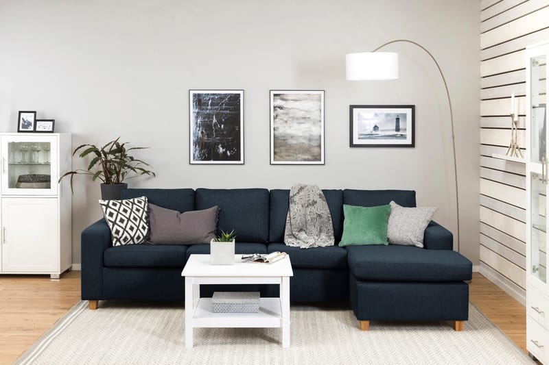 Crazy 4-sits Vändbar L-formad Divansoffa i Tyg - Blå - Products - Möbler - Soffa - Divansoffa & schäslongsoffa - 4 sits soffa med divan