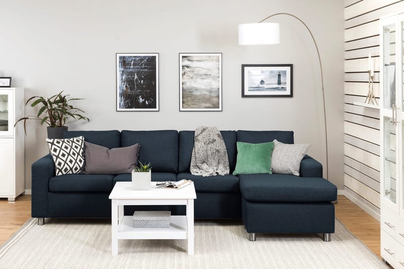 Crazy 4-sits Vändbar L-formad Divansoffa i Tyg - Blå - Products - Möbler - Soffa - Divansoffa & schäslongsoffa - 4 sits soffa med divan