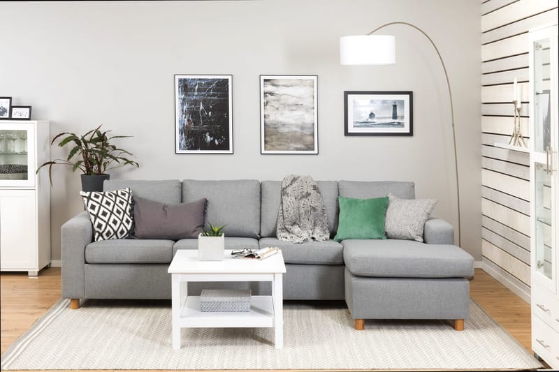 Crazy 4-sits Vändbar L-formad Divansoffa i Tyg - Grå - Products - Möbler - Soffa - Divansoffa & schäslongsoffa - 4 sits soffa med divan