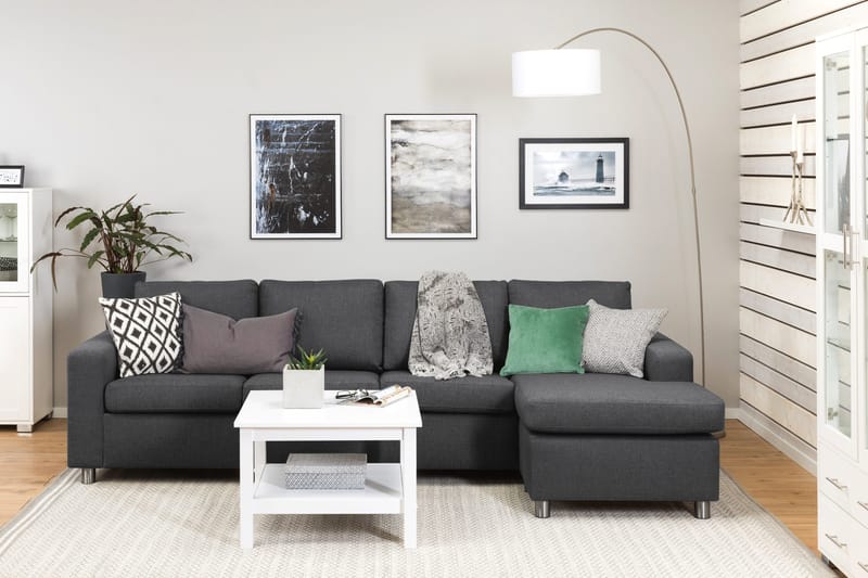 Crazy 4-sits Vändbar L-formad Divansoffa i Tyg - Mörkgrå - Products - Möbler - Soffa - Divansoffa & schäslongsoffa - 4 sits soffa med divan