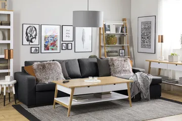 Crazy 4-sits Vändbar L-formad Divansoffa i Tyg - Mörkgrå - Products - Möbler - Soffa - Divansoffa & schäslongsoffa - 4 sits soffa med divan